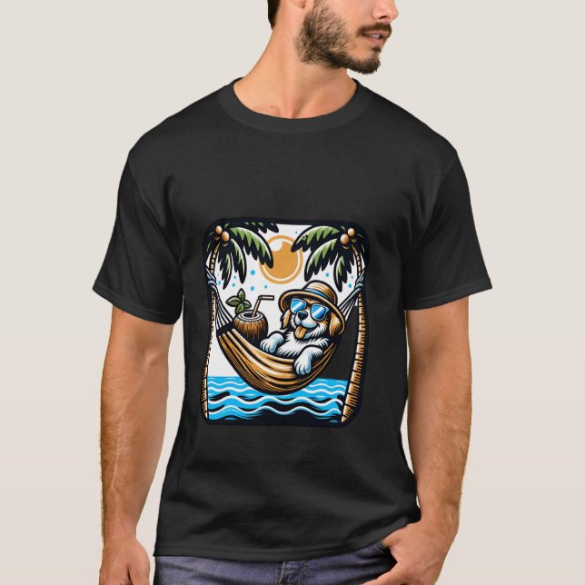 Camiseta Cachorro em Rede com Óculos de Sol e Coco (Frente)