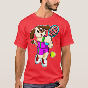 Camiseta Cachorro em Tênis com Tênis de raquete de Tênis