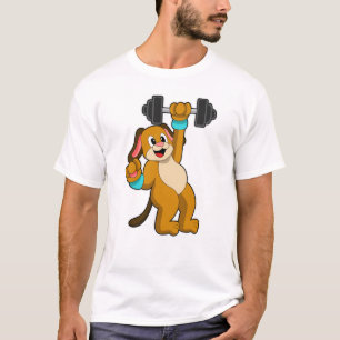 Camiseta Cachorro em treino de força com haltere