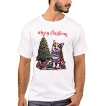 Cachorro embalado na arte das Luzes de Natal