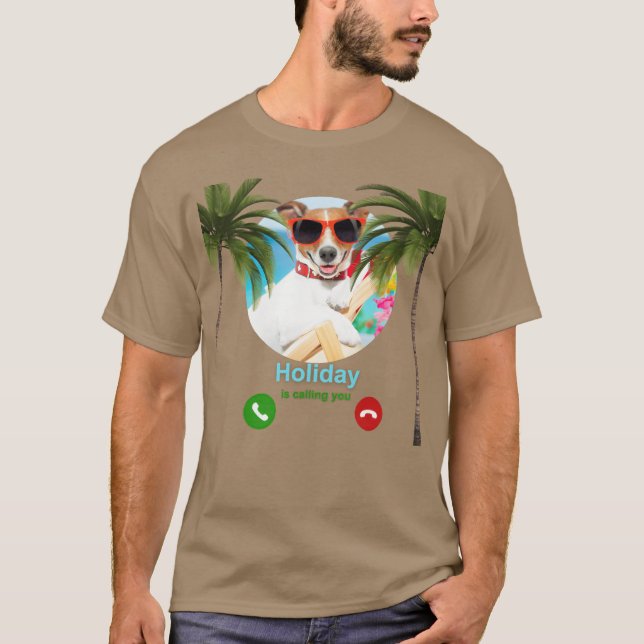 Camiseta Cachorro Engraçado A Passar FériasFeriado De Cacho (Frente)