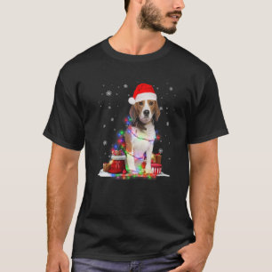 Camiseta Cachorro Engraçado Árvore de Natal Luzes de Nata
