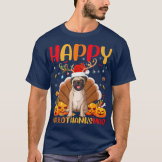 Camiseta Cachorro Engraçado Cachorro Feliz Pug OláObrigadoM