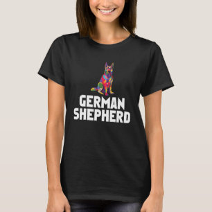 Camiseta Cachorro Engraçado Colorido Pastor Alemão