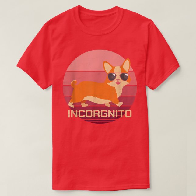 Camiseta Cachorro Engraçado Corgi com Óculos Solares Retro  (Frente do Design)