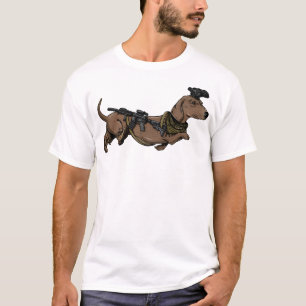 Camiseta Cachorro Engraçado Dachshund com Meme NVG Tático W
