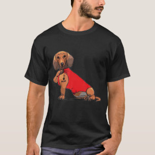 Camiseta Cachorro Engraçado Dachshund Eu Amo Mãe Tatuagem D
