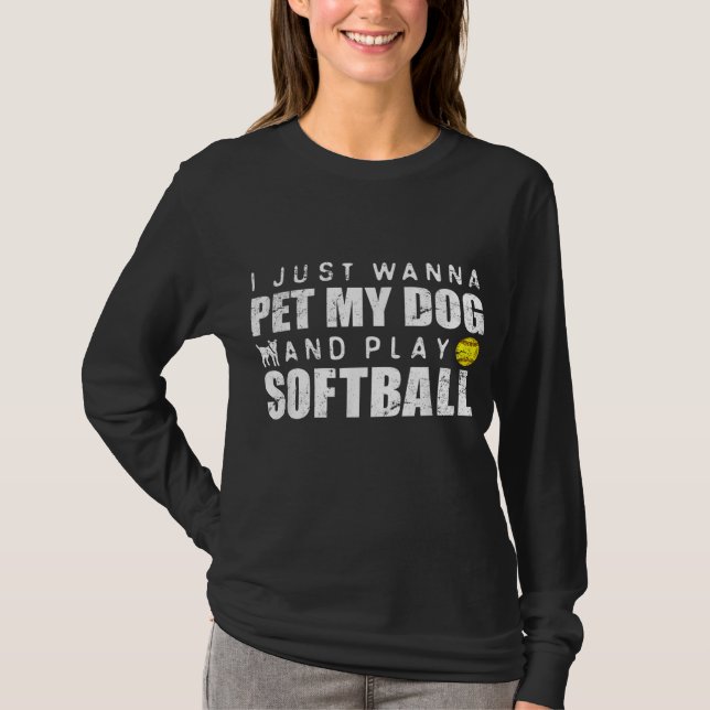 Camiseta Cachorro Engraçado de Softball (Frente)