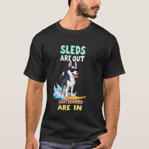 Camiseta Cachorro engraçado e legal de Husky Siberiano surf