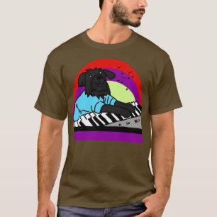 Camiseta Cachorro Engraçado Faz Música com Teclados Piano
