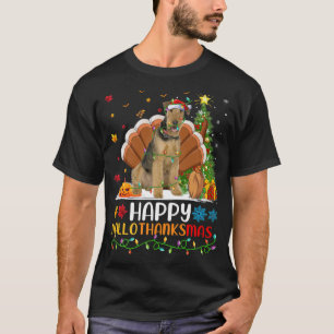Camiseta Cachorro Engraçado Feliz Airedale Terrier Cachorro