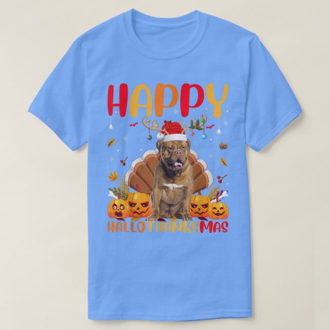 Camiseta Cachorro Engraçado, Feliz Cachorro De Bordeau, Olá (Frente do Design)