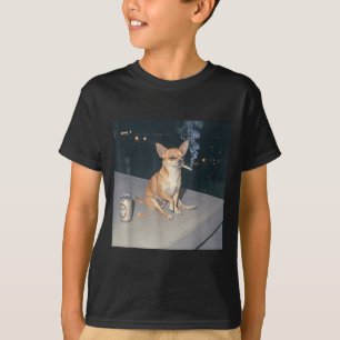 Camiseta Cachorro engraçado fumando meme cigarro cerveja Ch