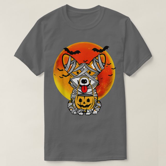 Camiseta Cachorro Engraçado Halloween Costume Welsh Corgi P (Frente do Design)