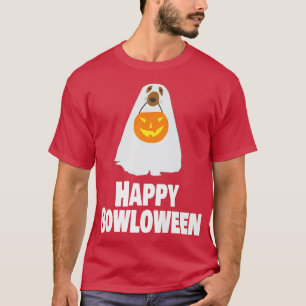Camiseta Cachorro Engraçado Halloween Fantasma Feliz Bowlow