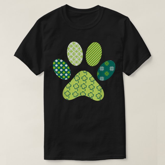 Camiseta Cachorro Engraçado Irlandês Patinhas Trevos Dia de (Frente do Design)