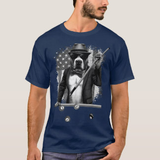 Camiseta Cachorro Engraçado Jogando Piscina Billiard Americ