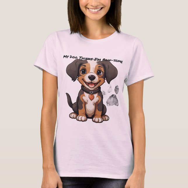 Camiseta Cachorro Engraçado Mamãe T-Shirt Paw-some Gift for (Frente)