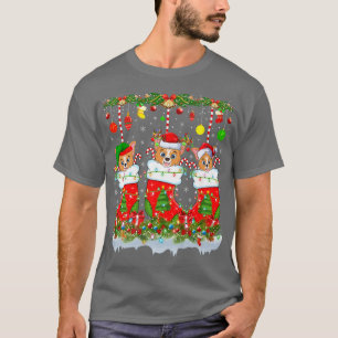 Camiseta Cachorro Engraçado Na Meias De Natal À Noite De Na
