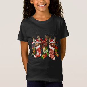 Camiseta Cachorro Engraçado No Natal Sock Santa Hat Xm