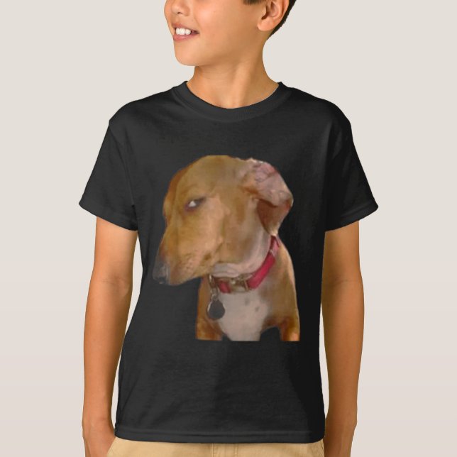 Camiseta Cachorro Engraçado Olhar Lateral Bombástico (Frente)