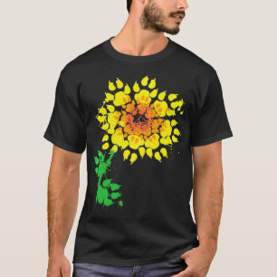 Camiseta Cachorro Engraçado Pata de Girassol Imprimir Amant