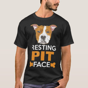 Camiseta Cachorro Engraçado Pitbull Descansando Rosto de Pi