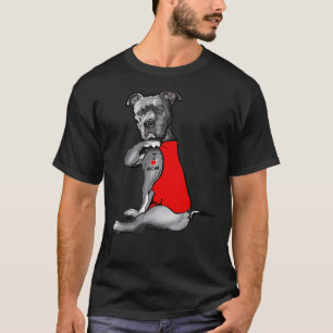 Camiseta Cachorro Engraçado Pitbull Eu Amo Mamãe Tatuagem 1