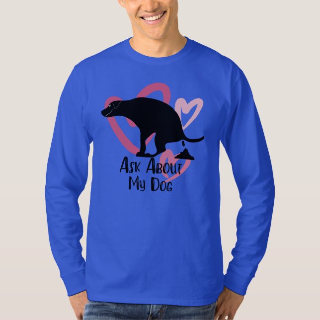 Camiseta Cachorro Engraçado Pooping (Frente)