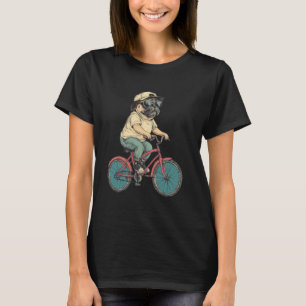 Camiseta Cachorro Engraçado Pug Em Uma Bicicleta Ciclista