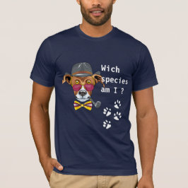Camiseta Cachorro engraçado Que espécie sou eu, homem, azul