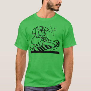 Camiseta Cachorro Engraçado toca música no Piano Keyboard D