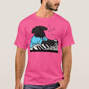 Camiseta Cachorro Engraçado toca música no teclado do Piano