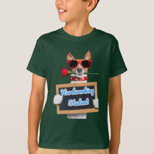 Camiseta Cachorro engraçado verde-escuro com formato T-Shir
