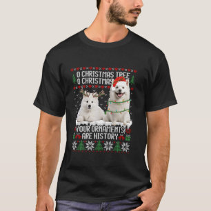 Camiseta Cachorro Eskimo Americano Árvore de Natal Luzes de