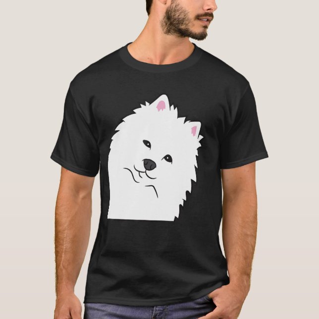 Camiseta Cachorro Eskimo Americano espiando-se da América L (Frente)
