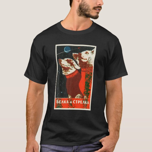 Camiseta Cachorro espacial soviético Propaganda Poster USSR (Frente)