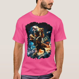 Camiseta Cachorro Espacial Voando Dinossauro T Rex