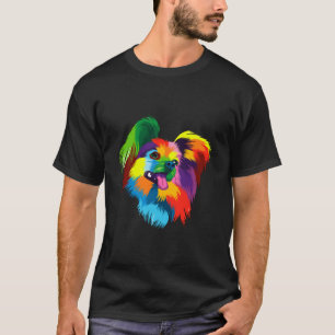 Camiseta Cachorro Espanhol Bonito Papillion Funny Multicolo