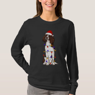 Camiseta Cachorro Espanhol Inglês Vestindo Chapéu de Natal