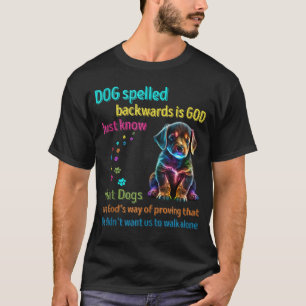 Camiseta Cachorro Espelhado Para Trás É Deus que sabe que C