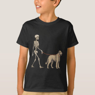 Camiseta Cachorro Esqueleto Cômico do Lobo Irlandês Caminha