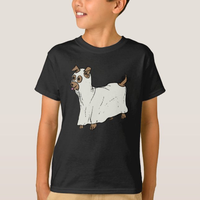 Camiseta Cachorro fantasma bonitinho assustador de hallowee (Frente)