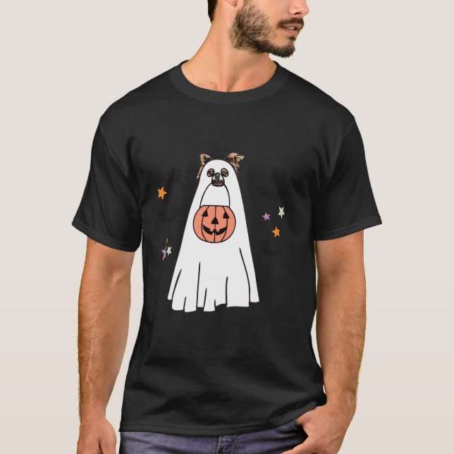 Camiseta Cachorro Fantasma de Longa Distância Chihuahua Boo (Frente)