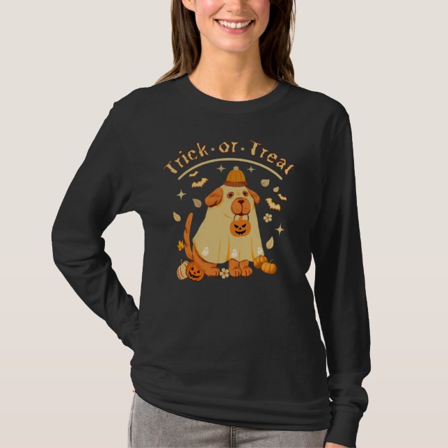 Camiseta Cachorro Fantasma Ghost Retro Spooky Dia de as Bru (Frente)