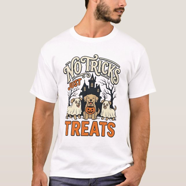 Camiseta Cachorro Fantasma Halloween Sem Truques S (Frente)