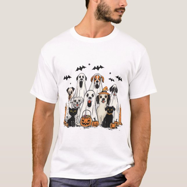 Camiseta Cachorro Fantasma Vestido Como Cachorro Fantasma (Frente)