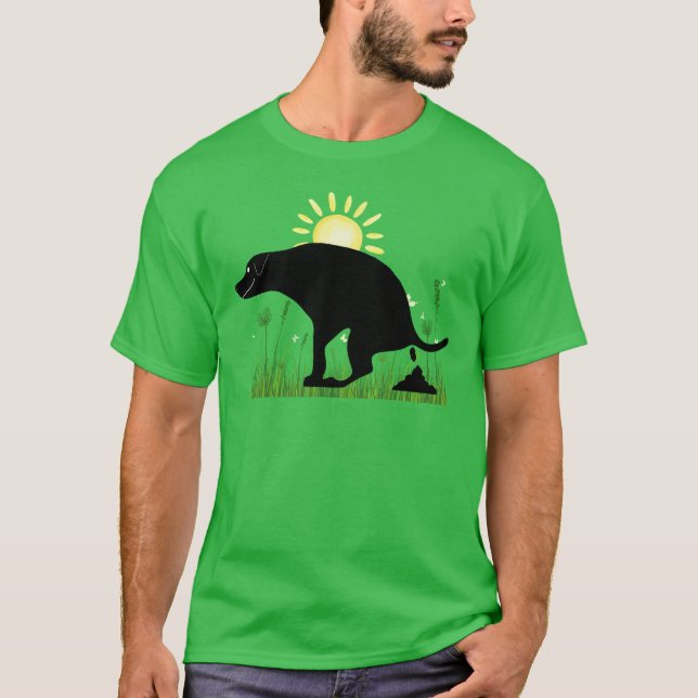 Camiseta Cachorro Fazendo Cocô Chama a Natureza (Frente)