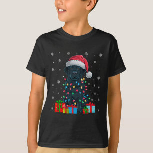 Camiseta Cachorro Feio Xmas Luz Santa Hat Negra Cachorro La