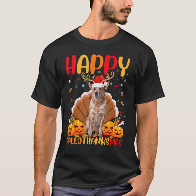 Camiseta Cachorro Feliz Azul Cachorro Hellothanksmas (Frente)